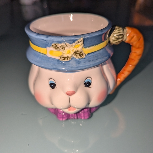 Easter Bunny Rabbit Ceramic Collectible Holiday 3D 16oz Mug - Stamped SBI - Picture 1 of 6